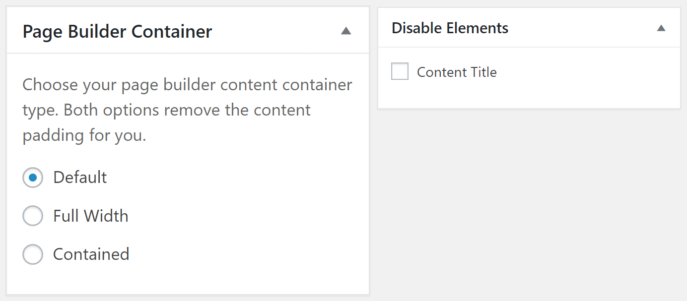 page builder container disable elements