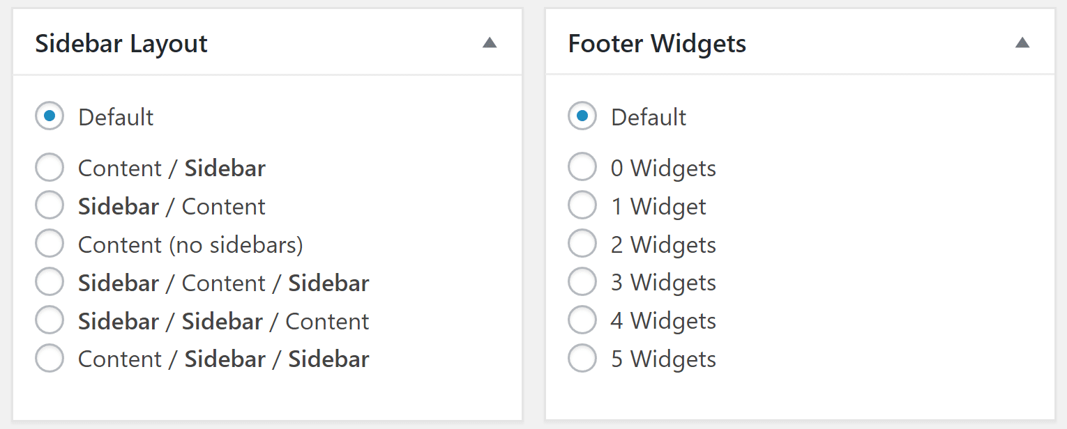 sidebar layout footer widgets