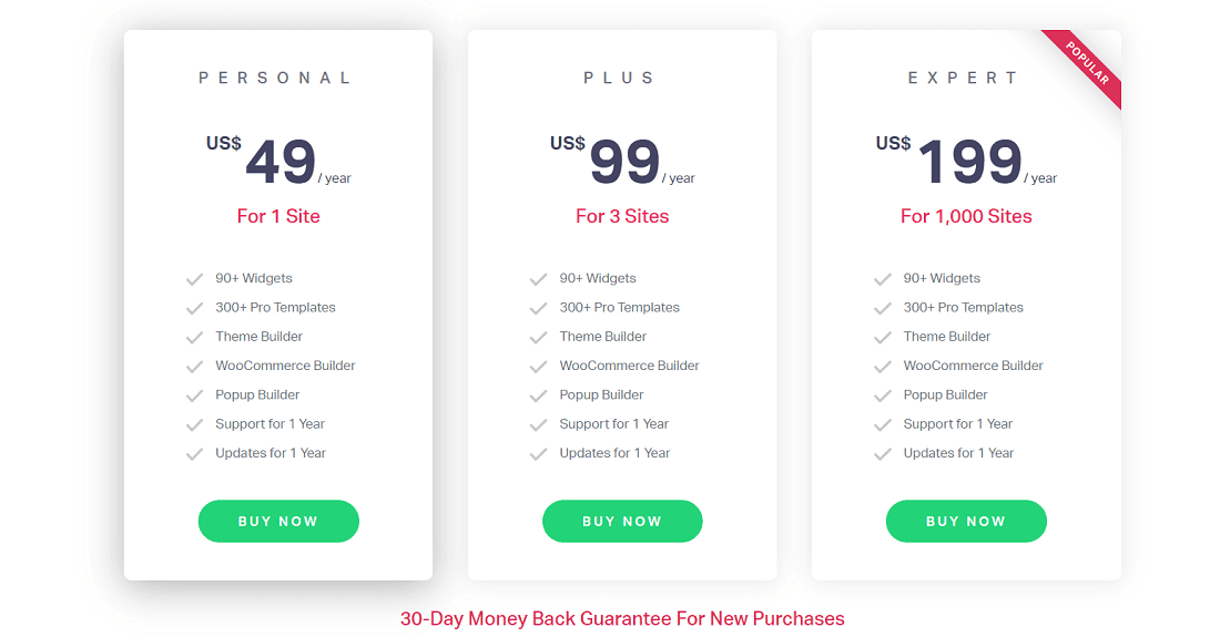 Elementor pricing 1